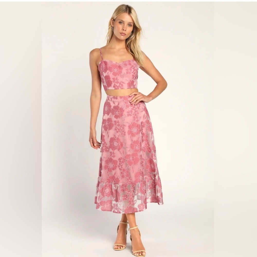 Lulu's Coral Two Piece Pink Dress